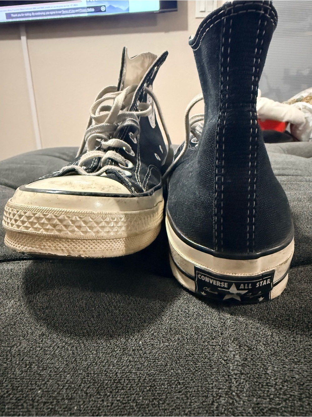Converse Black High-Top Canvas Sneakers with White Trim size 8 men's 10 woman's - Picture 3 of 13